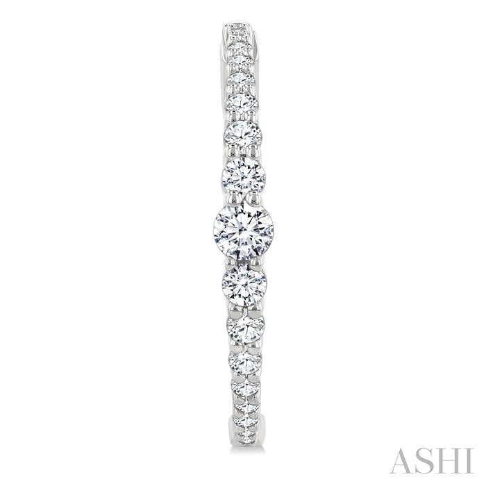 1 1/2 Ctw Graduated Round Cut Diamond Riviera Hoop Earrings in 14K White Gold