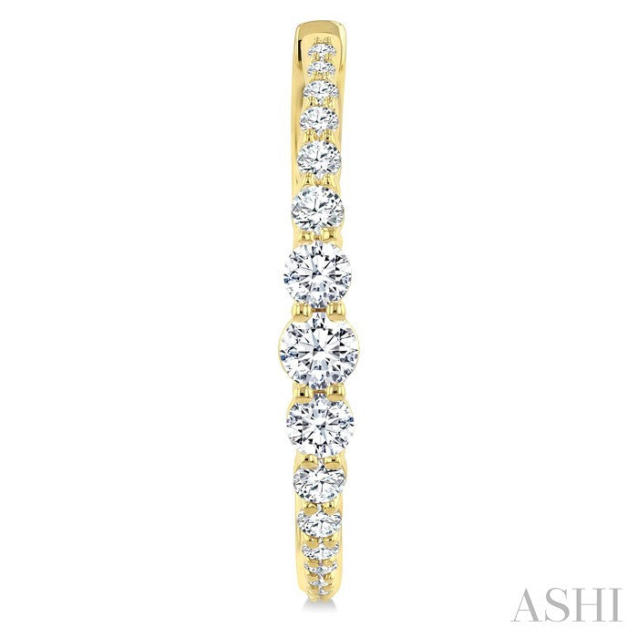 2 Ctw Graduated Round Cut Diamond Riviera Hoop Earrings in 14K Yellow Gold