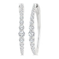 1 Ctw Round Cut Diamond Graduated Riviera Hoop Earrings in 14K White Gold