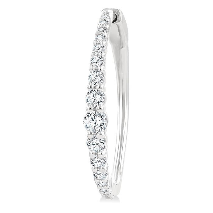 1 Ctw Round Cut Diamond Graduated Riviera Hoop Earrings in 14K White Gold