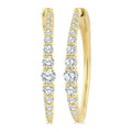 1 Ctw Round Cut Diamond Graduated Riviera Hoop Earrings in 14K Yellow Gold
