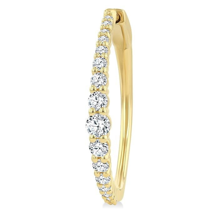 1 Ctw Round Cut Diamond Graduated Riviera Hoop Earrings in 14K Yellow Gold
