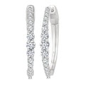 3/4 Ctw Graduated Round Cut Diamond Riviera Hoop Earrings in 14K White Gold