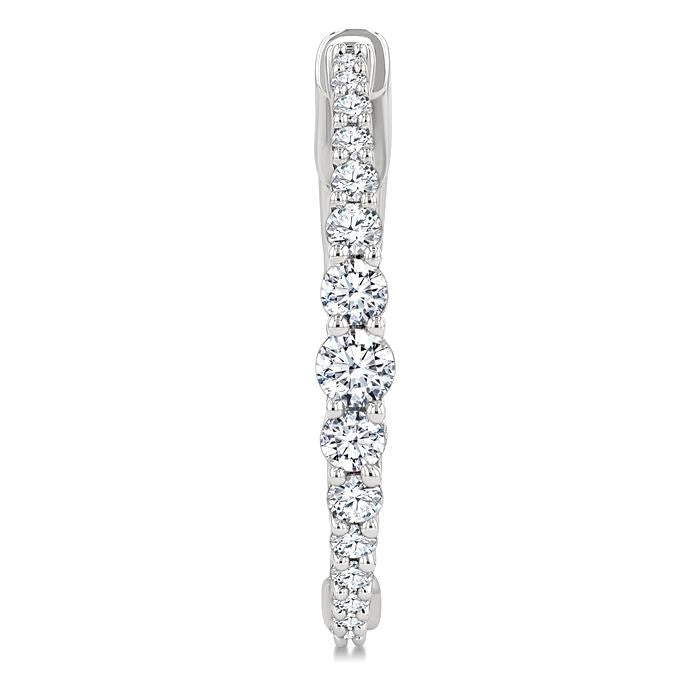 3/4 Ctw Graduated Round Cut Diamond Riviera Hoop Earrings in 14K White Gold