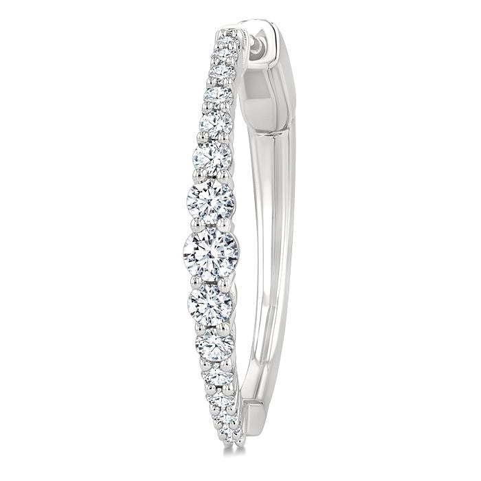 3/4 Ctw Graduated Round Cut Diamond Riviera Hoop Earrings in 14K White Gold