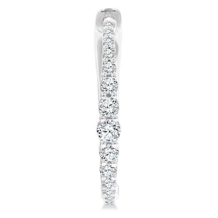 1/2 Ctw Round Cut Diamond Graduated Riviera Hoop Earrings in 14K White Gold