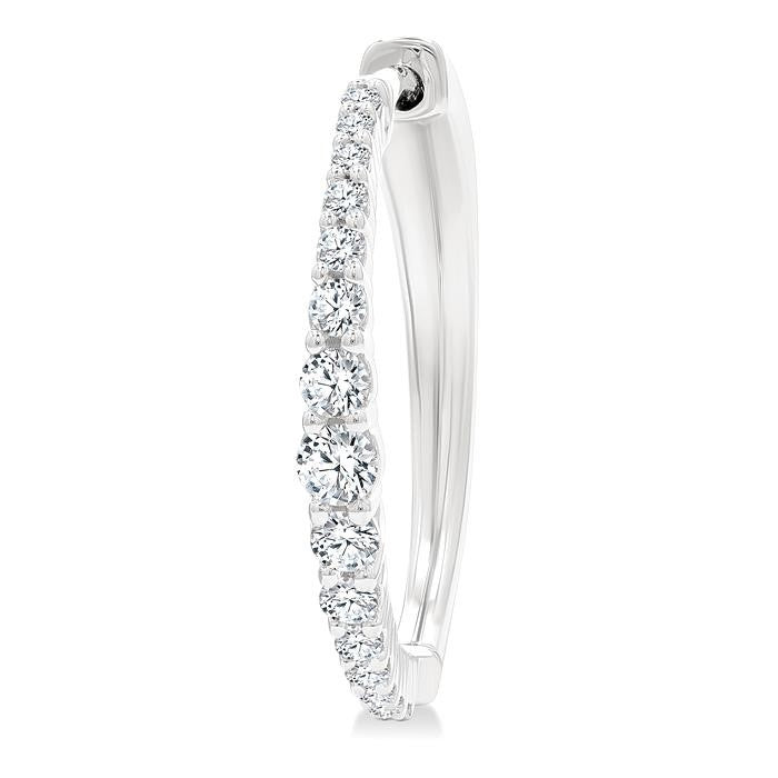 1/2 Ctw Round Cut Diamond Graduated Riviera Hoop Earrings in 14K White Gold