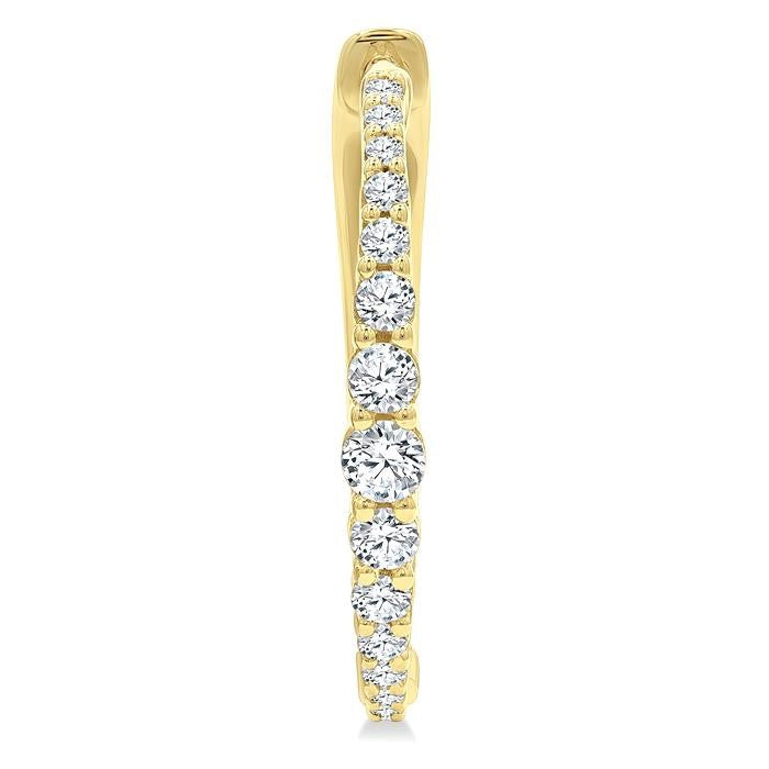 1/2 Ctw Round Cut Diamond Graduated Riviera Hoop Earrings in 14K Yellow Gold