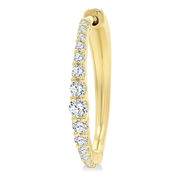 1/2 Ctw Round Cut Diamond Graduated Riviera Hoop Earrings in 14K Yellow Gold
