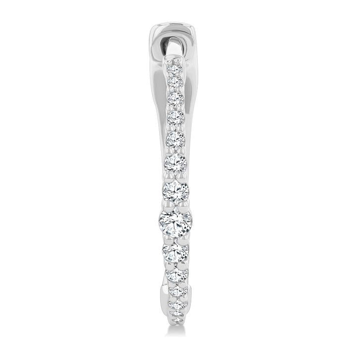 1/4 Ctw Round Cut Diamond Graduated Riviera Hoop Earrings in 14K White Gold