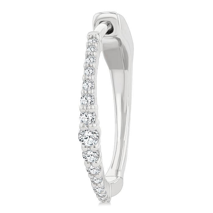 1/4 Ctw Round Cut Diamond Graduated Riviera Hoop Earrings in 14K White Gold