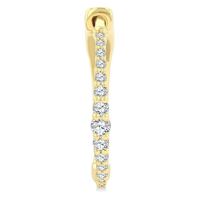 1/4 Ctw Round Cut Diamond Graduated Riviera Hoop Earrings in 14K Yellow Gold