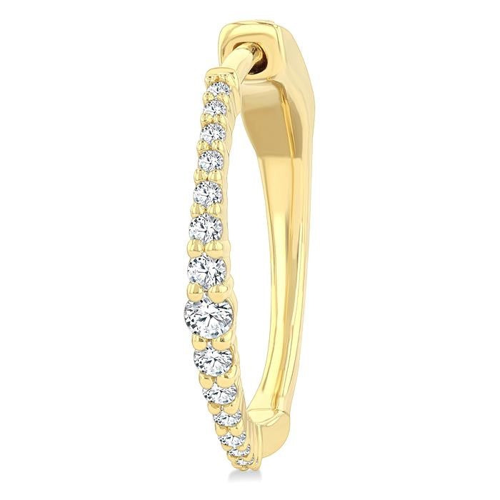 1/4 Ctw Round Cut Diamond Graduated Riviera Hoop Earrings in 14K Yellow Gold