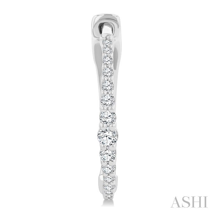 1/4 Ctw Round Cut Diamond Graduated Riviera Hoop Earrings in 14K White Gold