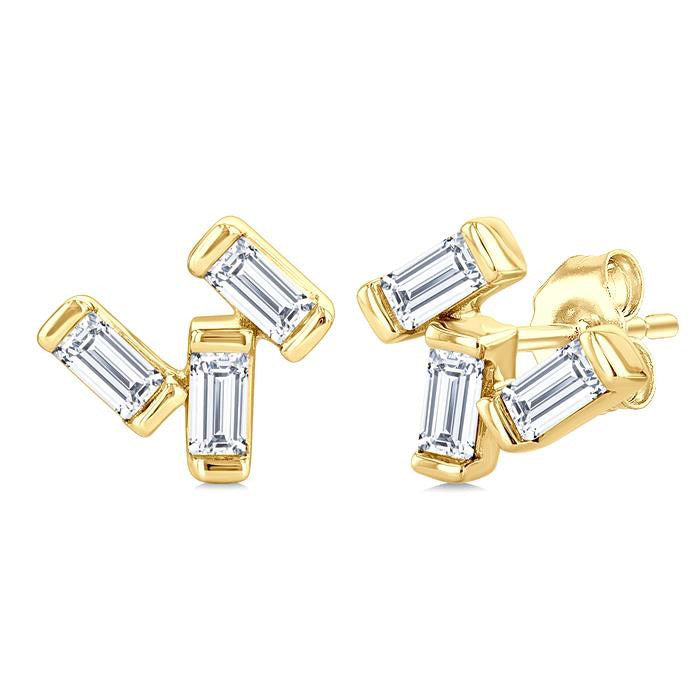 Scatter Baguette Petite Diamond Fashion Earrings
