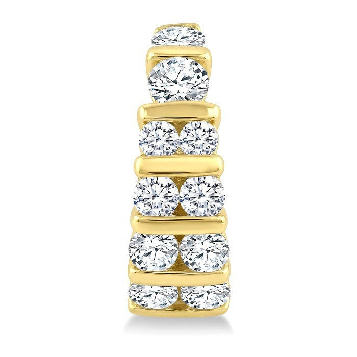 1 Ctw Channel Set Round Cut Diamond Hoop Earrings in 14K Yellow Gold