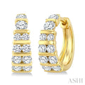 1 Ctw Channel Set Round Cut Diamond Hoop Earrings in 14K Yellow Gold
