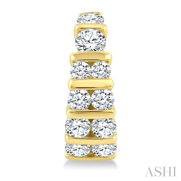 1 Ctw Channel Set Round Cut Diamond Hoop Earrings in 14K Yellow Gold