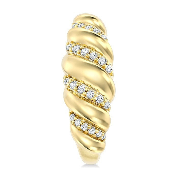 1/5 Ctw Round Cut Diamond Bold Fashion Half Hoop Earrings in 10K Yellow Gold