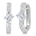 1 Ctw Baguette Cut Diamond Geometric Shape Hoop Earrings in 14K White Gold