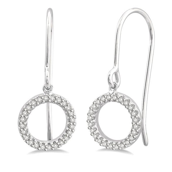 1/6 Ctw Hollow Cut Disc Round Cut Diamond Petite Earrings in 10K White Gold