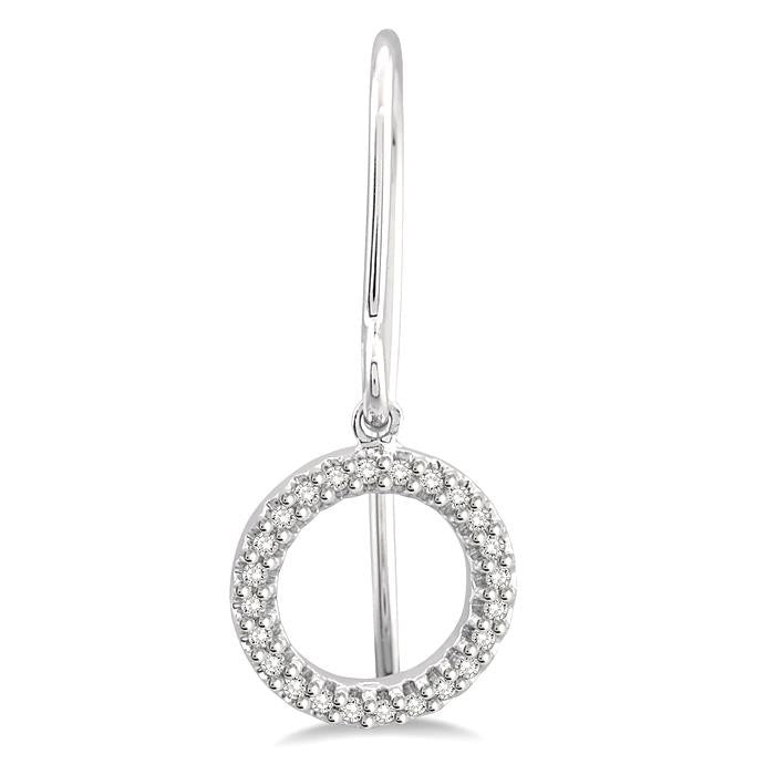 1/6 Ctw Hollow Cut Disc Round Cut Diamond Petite Earrings in 10K White Gold