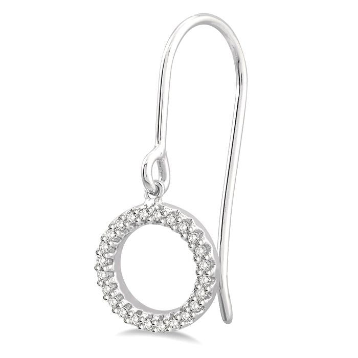 1/6 Ctw Hollow Cut Disc Round Cut Diamond Petite Earrings in 10K White Gold