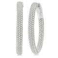 1 Ctw Close Knit Round Cut Diamond Hoop Earrings in 14K White Gold