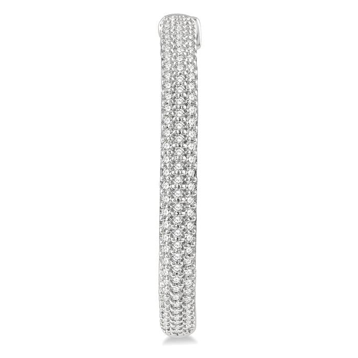 1 Ctw Close Knit Round Cut Diamond Hoop Earrings in 14K White Gold
