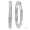 1 Ctw Close Knit Round Cut Diamond Hoop Earrings in 14K White Gold