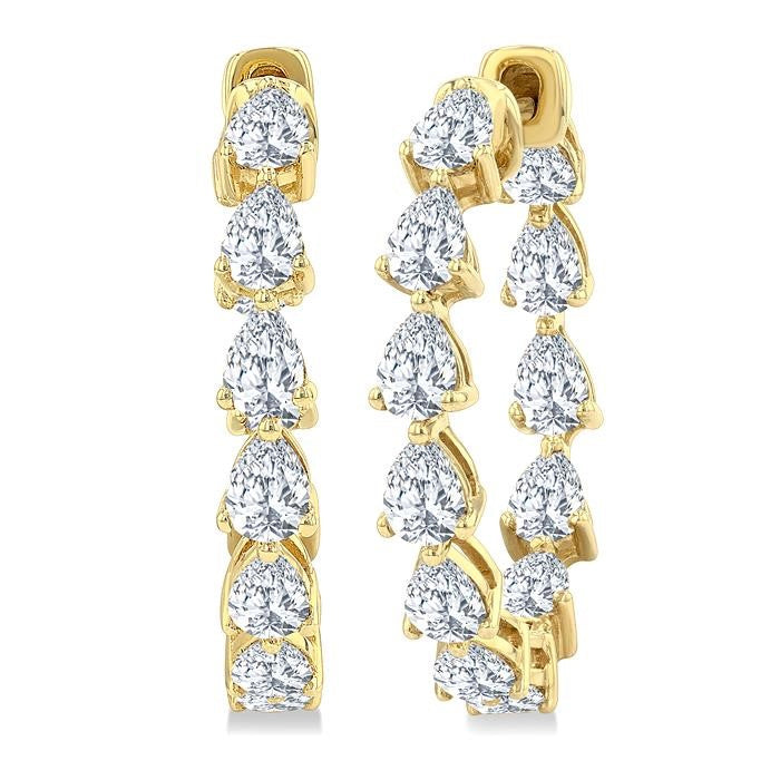 2 5/8 Ctw Inside-Out Pear Cut Diamond Fashion Hoop Earrings in 14K Yellow Gold