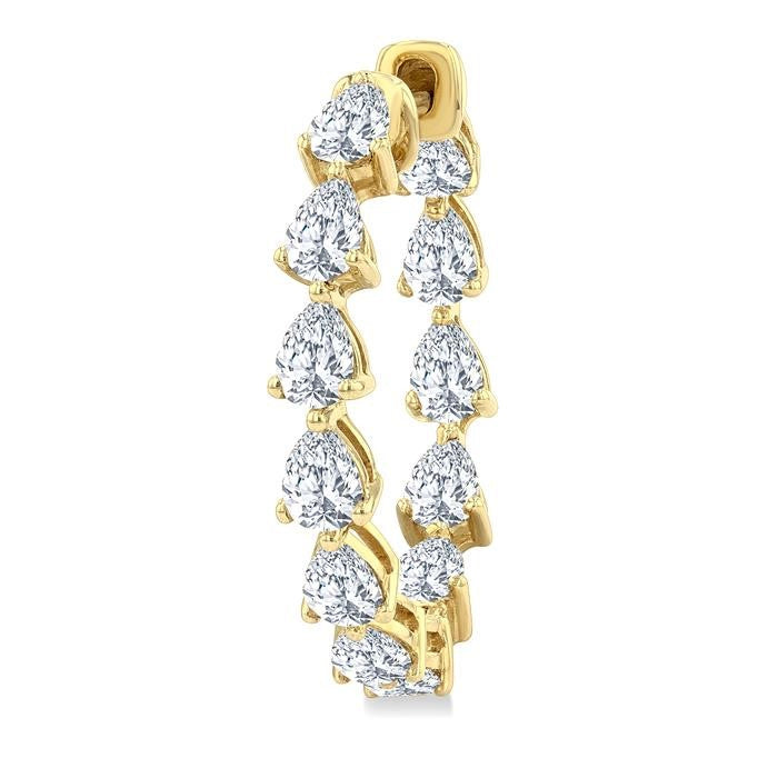 2 5/8 Ctw Inside-Out Pear Cut Diamond Fashion Hoop Earrings in 14K Yellow Gold