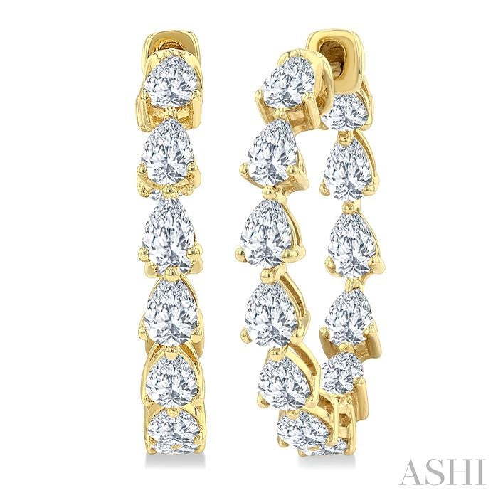 2 5/8 Ctw Inside-Out Pear Cut Diamond Fashion Hoop Earrings in 14K Yellow Gold