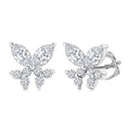 3/8 Ctw Marquise and Round Cut Diamond Criss Cross Fish Stud Earrings in 14K White Gold