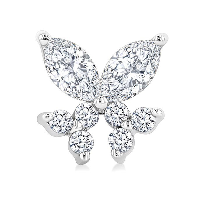 3/8 Ctw Marquise and Round Cut Diamond Criss Cross Fish Stud Earrings in 14K White Gold