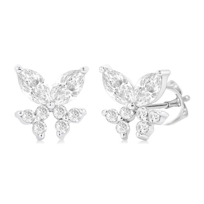 Twin Fish Diamond Stud Earrings