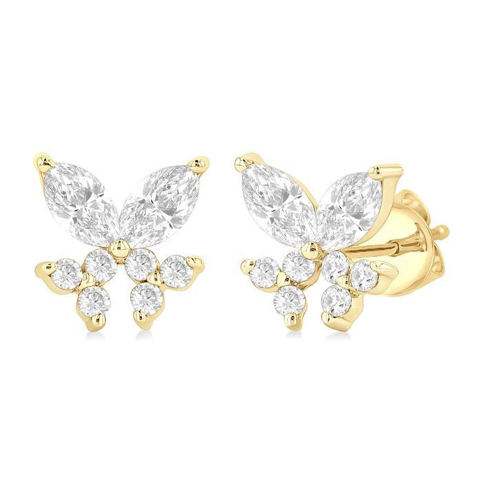 Twin Fish Diamond Stud Earrings