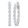 2 Ctw Emerald Cut Diamond Inside Out Fashion Hoop Earrings in 14K White Gold