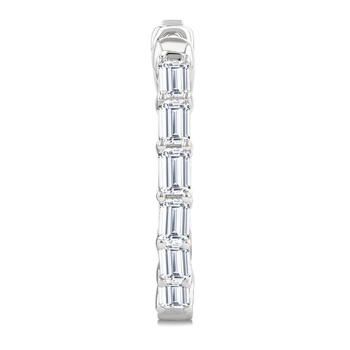 2 Ctw Emerald Cut Diamond Inside Out Fashion Hoop Earrings in 14K White Gold