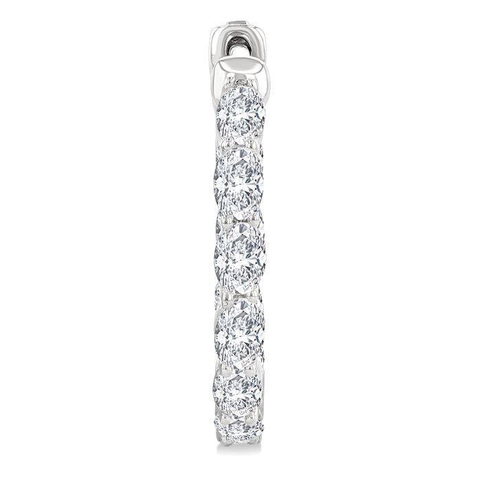 Oval Shape Inside-Out Diamond Fashion Hoop Earrings
