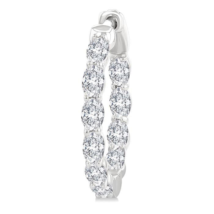 Oval Shape Inside-Out Diamond Fashion Hoop Earrings