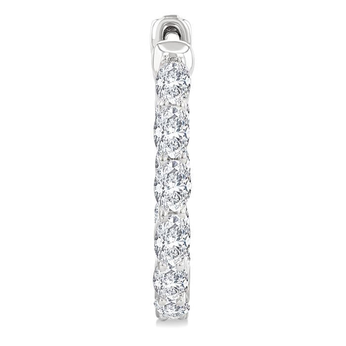2 Ctw Inside-Out Oval Cut Diamond Hoop Earrings in 14K White Gold