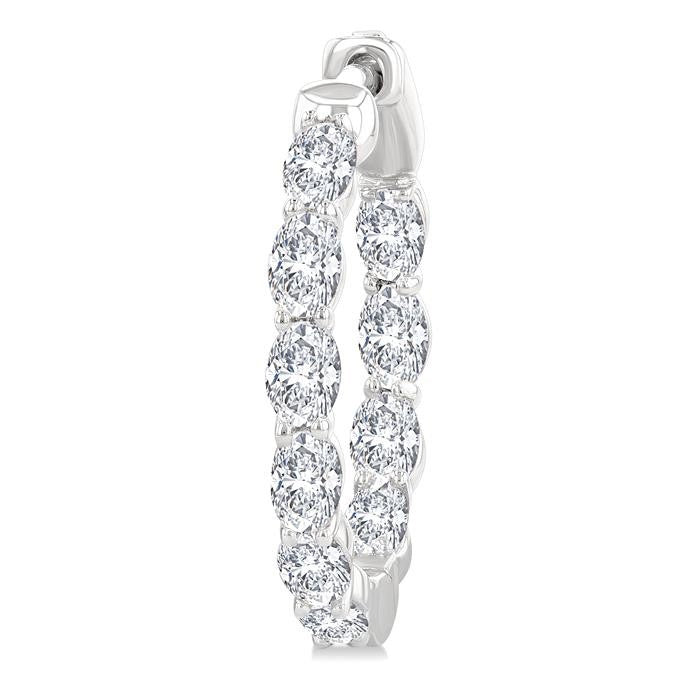 2 Ctw Inside-Out Oval Cut Diamond Hoop Earrings in 14K White Gold