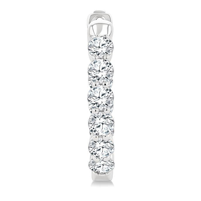 2 Ctw Inside & Out Round Cut Diamond Fashion Hoop Earrings in 14K White Gold