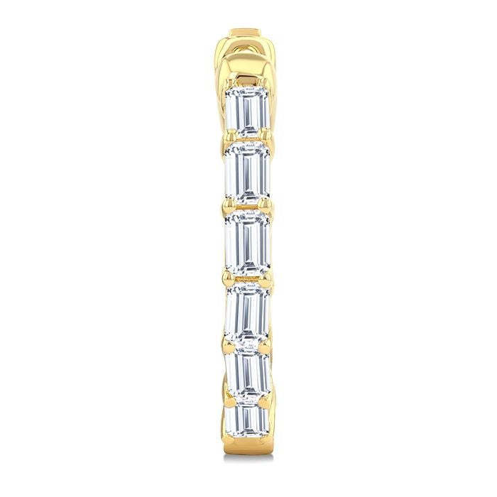 2 Ctw Emerald Cut Diamond Inside Out Fashion Hoop Earrings in 14K Yellow Gold
