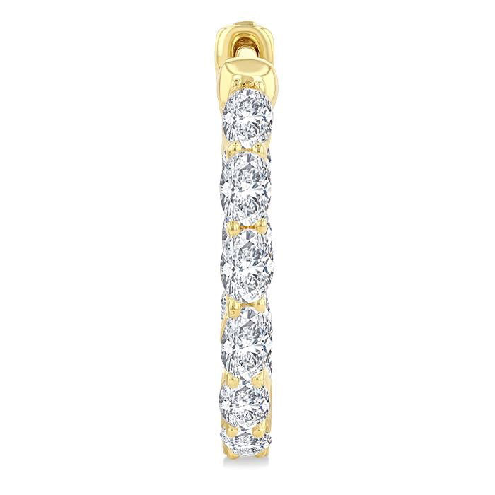 Oval Shape Inside-Out Diamond Fashion Hoop Earrings