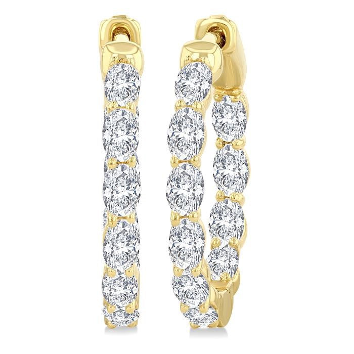 2 Ctw Inside-Out Oval Cut Diamond Hoop Earrings in 14K Yellow Gold