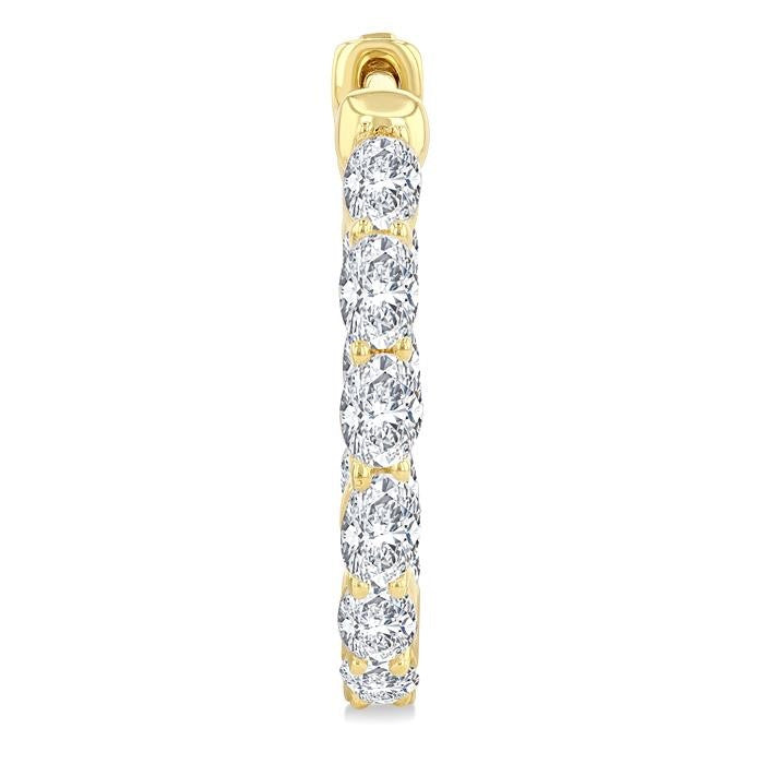 2 Ctw Inside-Out Oval Cut Diamond Hoop Earrings in 14K Yellow Gold
