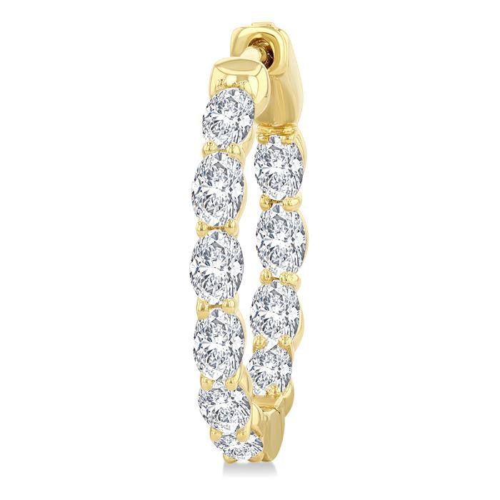 2 Ctw Inside-Out Oval Cut Diamond Hoop Earrings in 14K Yellow Gold