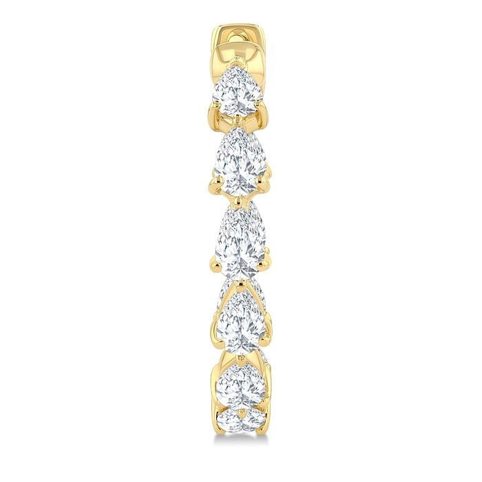 2 Ctw Inside & Out Pear Cut Diamond Fashion Hoop Earrings in 14K Yellow Gold
